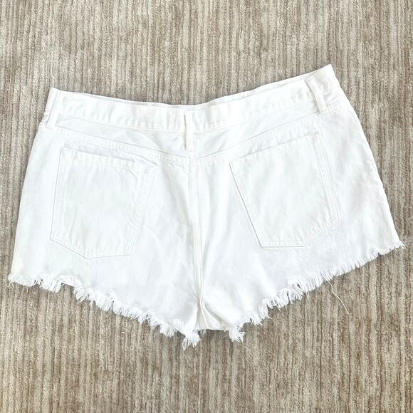 FRAME White Rumpled Blanc Grind High Rise Raw Hem Fringe Denim Shorts Sz 34 - Picture 5 of 7